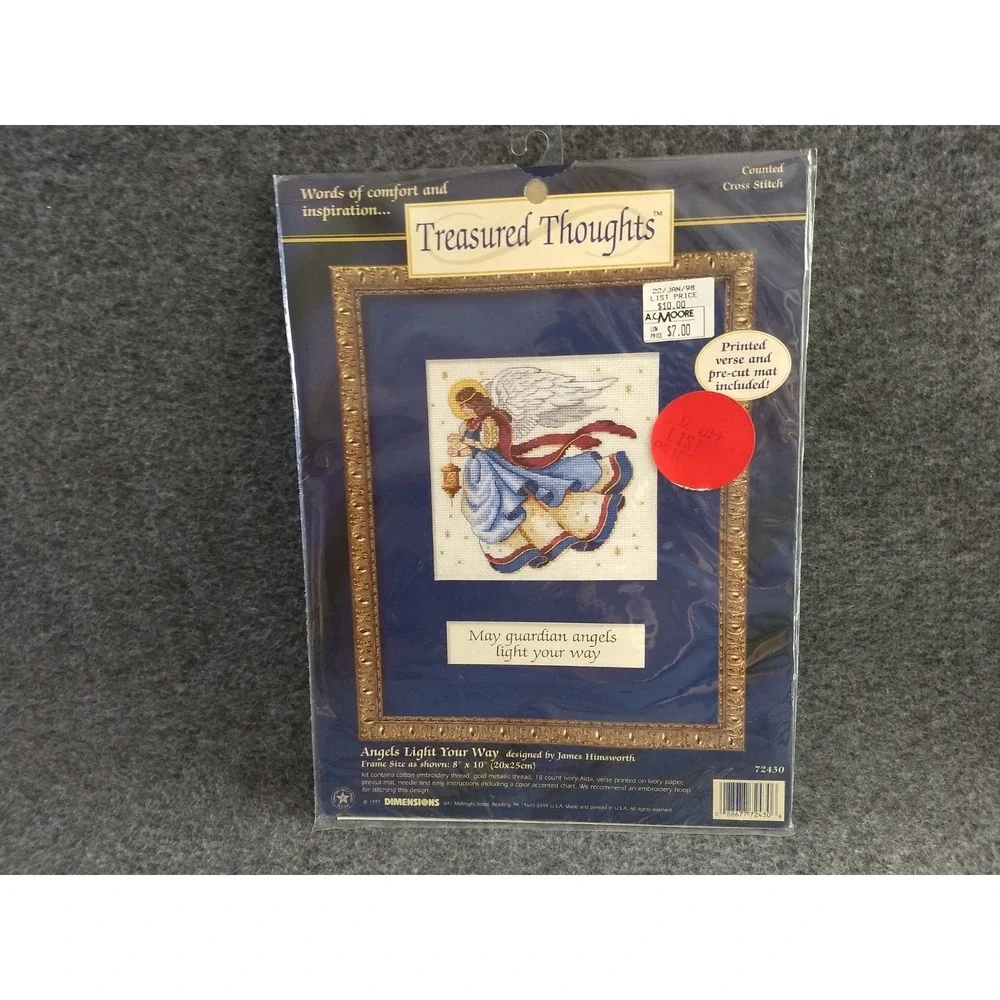 Dimensions Counted Cross Stitch Kit 1997 Guardian Angel Treasured Thoughts 72430